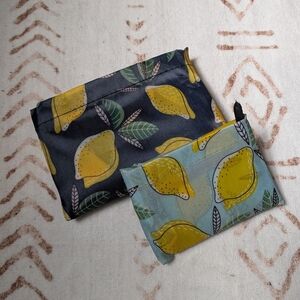 Lemon Print Reusable Nylon Tote Set